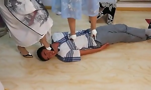 Chinese Cruel Throat Trample By 2 Mistress
