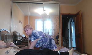 mother-in-law gives a blowjob, then has sex in different positions 1