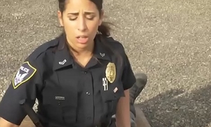 Busty female cops getting their cunts slammed changeless in an open-air threesome!