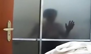 Mature with the addition of busty dark brown hair wife in the shower room in nature's garb