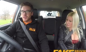 Fake Driving School squirting withdraw from busty milf takes creampie after lesson