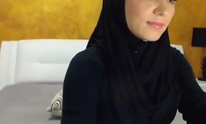 Arab hijab slut strip  &_ masturbation on cam