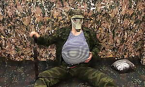 Russian Military man PUMPS His undergo with A PUMP in the Army and Cums in Your FACE!!! Inflate belly inflation