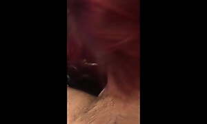 Redhead gilf with glasses gives a messy blowjob