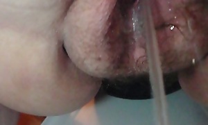 My messy pussy pissing twice a evening I had sex with 7 younger football guys, first piss after 4 of them, next after fi