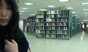 Oriental hotty object nude surpassing cam in public library pt. two
